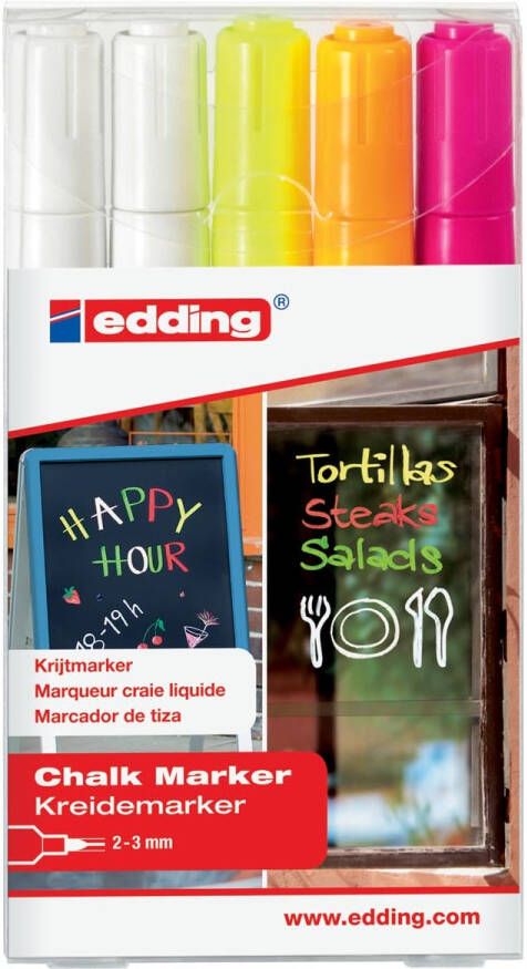 Edding krijtmarker e-4095 geassorteerde kleuren etui van 5 stuks
