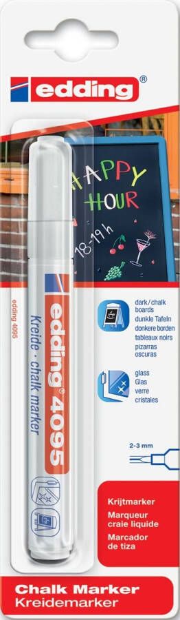 Edding Krijtstift 4095 rond 2-3mm wit blisterà 1 stuk