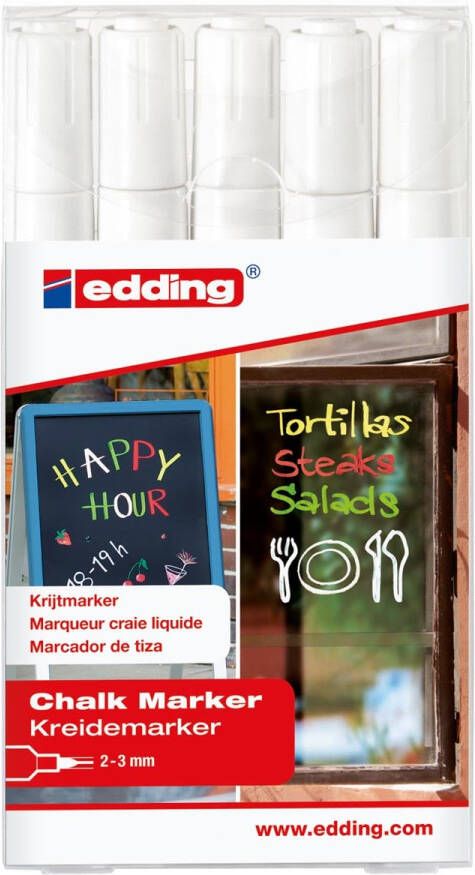 Edding krijtmarker e-4095 wit etui van 5 stuks