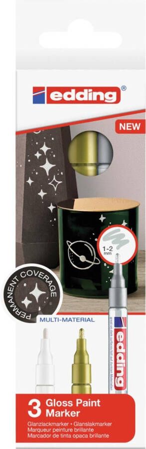 Edding Viltstift 751 lakmarker rond 1-2mm metallic assorti set Ã  3 stuks
