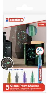 Edding Â 780 glanslakmarker set van 5 metallic speciaal assorti