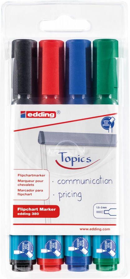Edding Merkstift Flipchart e-380 blister met 4 stuks in geassorteerde kleuren