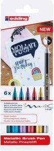Edding metallic brushpen e-1340 assorti set van 6 stuks