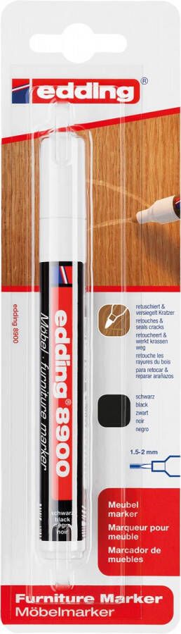 Edding Viltstift 8900 meubel rond 1.5-2mm zwart blisterà 1 stuk