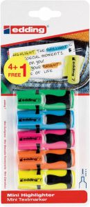 Edding mini markeerstift 7 blister met 5 stuks (4 + 1 gratis) geassorteerde kleuren