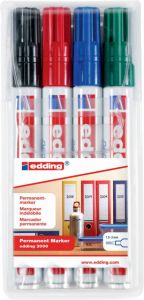 Edding permanent marker 3000 etui van 4 stuks in geassorteerde kleuren