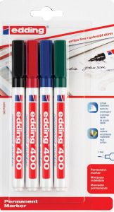 Edding permanent marker 400 blister van 4 stuks in geassorteerde kleuren