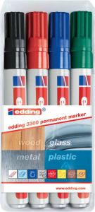 Edding permanent marker e-3300 blister van 4 stuks in geassorteerde kleuren