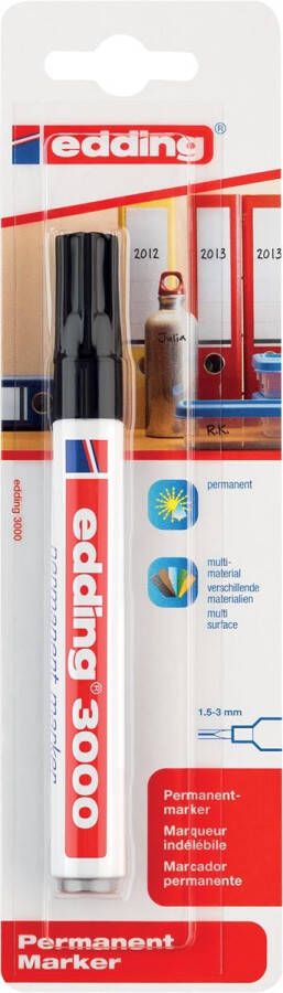 Edding Viltstift 3000 rond 1.5-3mm zwart blisterà 1 stuk