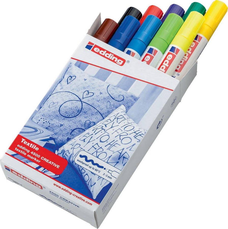 Edding 4500 Textielmarkers assorti meerkleurig ronde punt 2-3 mm- doos 10 st meerkleurig - Foto 2
