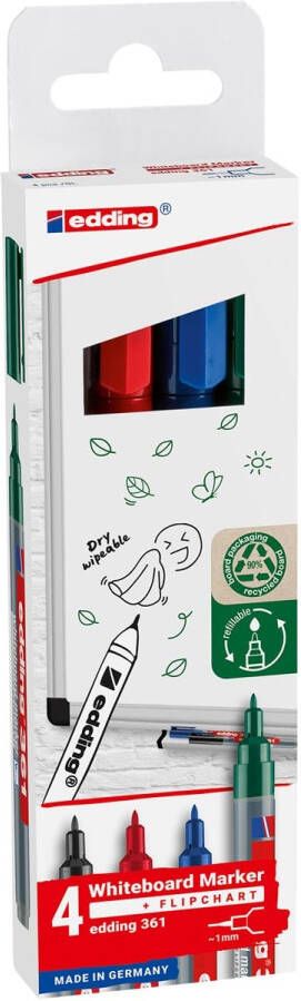 Edding whiteboard marker E-361 geassorteerde kleuren blister van 4 stuks
