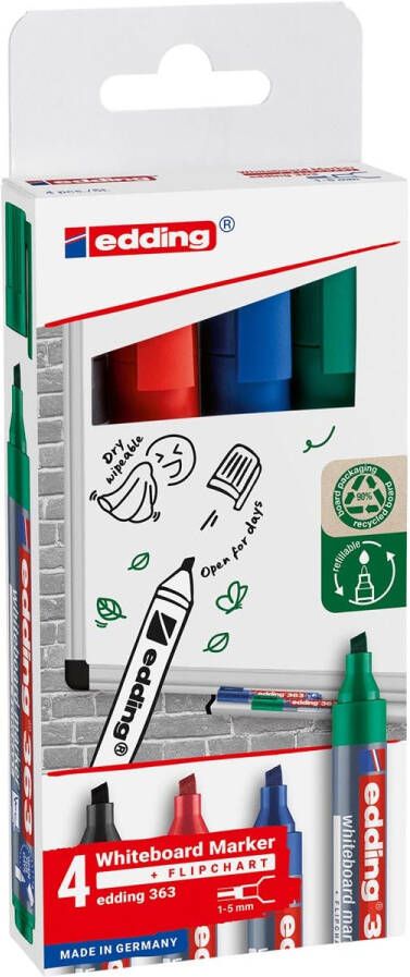 Edding whiteboard marker E-363 geassorteerde kleuren blister van 4 stuks