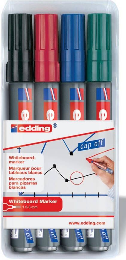 Edding Whiteboardmarker 250 rond 1.5-3mm assorti etuià 4 stuks