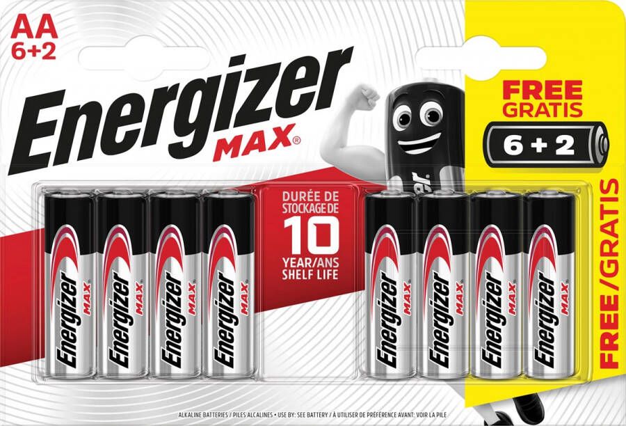 Energizer batterijen Max AA blister van 6 stuks + 2 stuks gratis