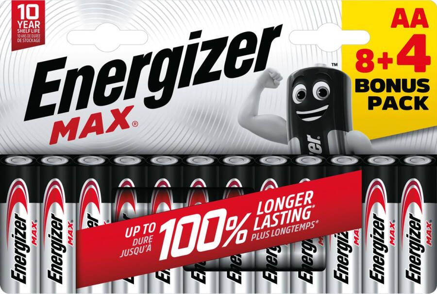 Energizer batterijen Max AA blister van 8 stuks + 4 stuks gratis