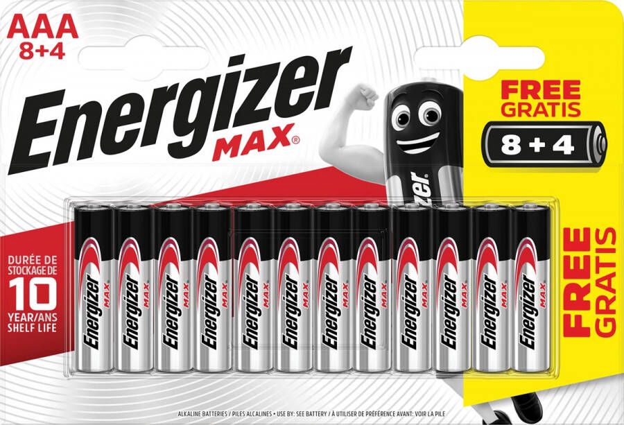 Energizer batterijen Max AAA blister van 8 stuks + 4 stuks gratis