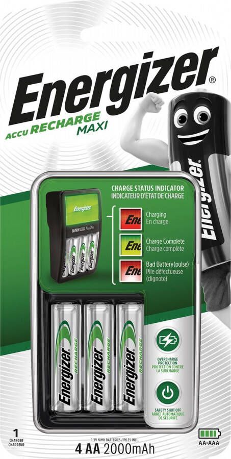 Energizer batterijlader Maxi Charger inclusief 4 x AA batterij op blister