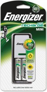 Energizer batterijlader Mini Charger inclusief 2 AA batterijen op blister