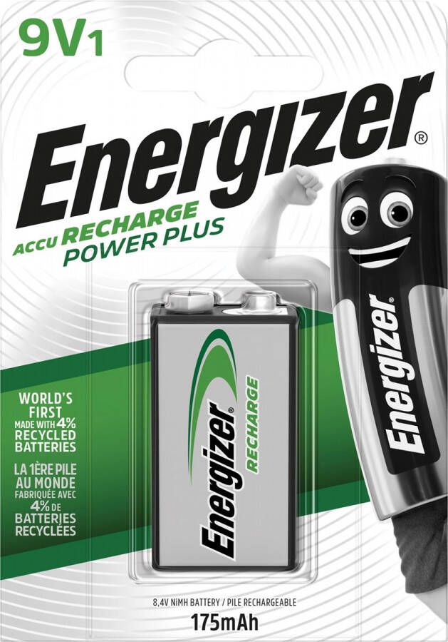 Energizer herlaadbare batterij Power Plus 9V op blister