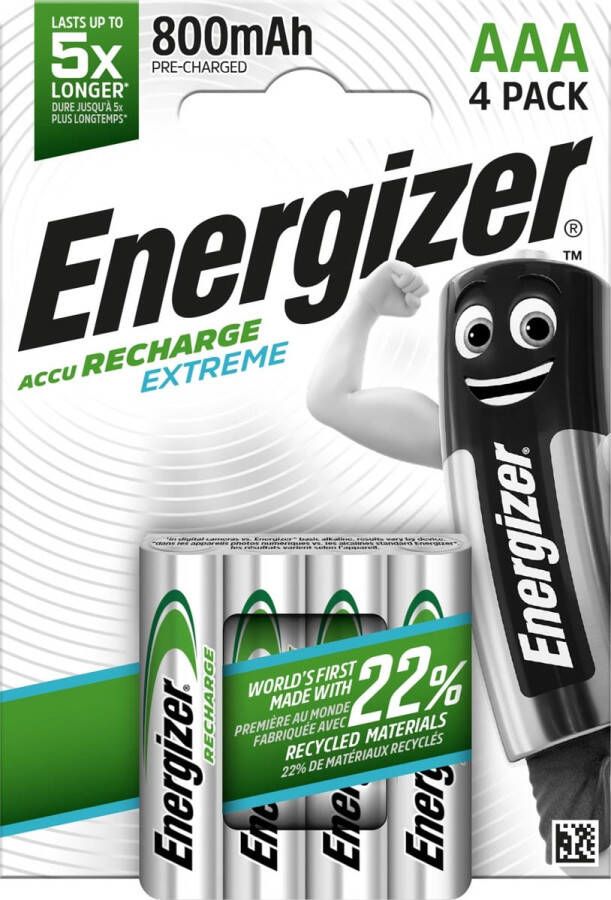 Energizer herlaadbare batterijen Extreme AAA blister van 4 stuks