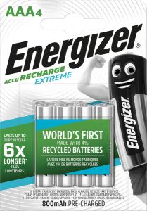 Energizer herlaadbare batterijen Extreme AAA blister van 4 stuks