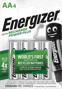 Energizer herlaadbare batterijen Power Plus AA blister van 4 stuks