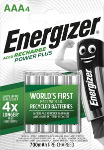 Energizer herlaadbare batterijen Power Plus AAA blister van 4 stuks
