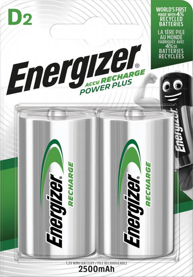Energizer herlaadbare batterijen Power Plus D blister van 2 stuks