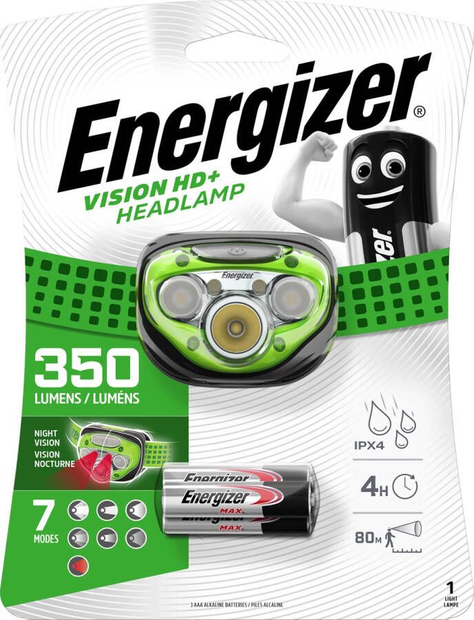 Energizer hoofdlamp Vision HD+ inclusief 3 AAA batterijen op blister