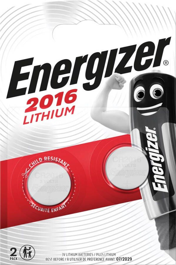 Energizer knoopcel CR2016 blister van 2 stuks