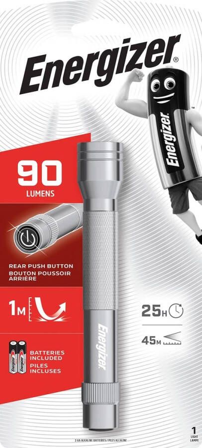 Energizer zaklamp Metal LED 2AA inclusief 2 AA batterijen op blister