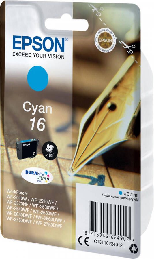 Epson Pen and crossword Singlepack Cyan 16 DURABrite Ultra Ink (C13T16224012)