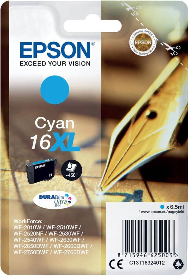 Epson Pen and crossword Singlepack Cyan 16XL DURABrite Ultra Ink (C13T16324012)