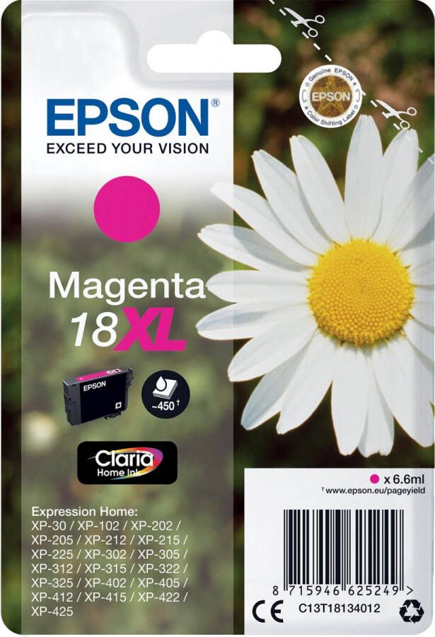 Epson inktcartridge 18XL 450 pagina&apos s OEM C13T18134012 magenta