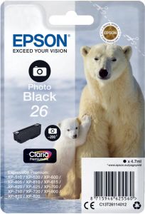 Epson Polar bear Singlepack Photo Black 26 Claria Premium Ink (C13T26114012)