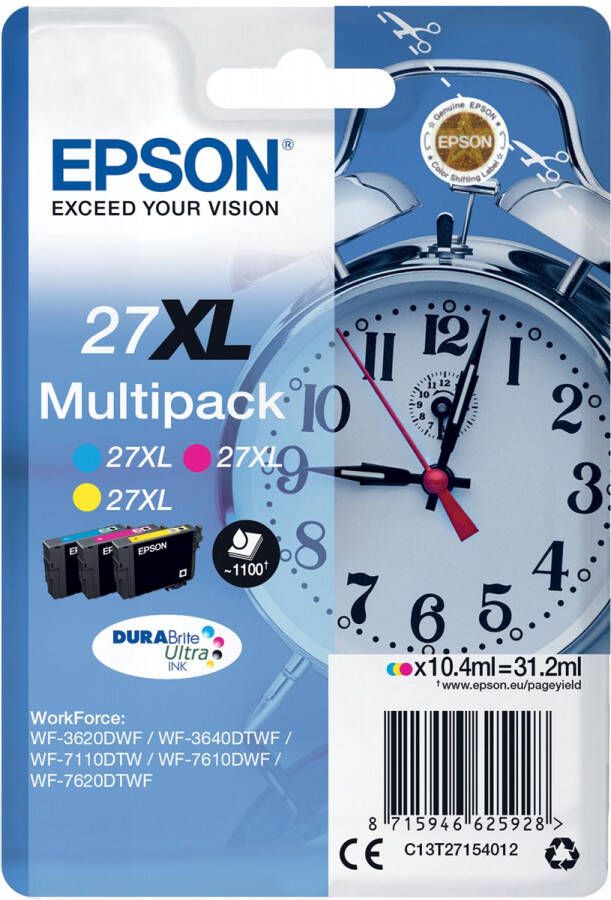 Epson inktcartridge 27XL 1.100 pagina&apos s OEM C13T27154012 3 kleuren