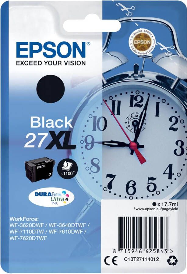 Epson Alarm clock Singlepack Black 27XL DURABrite Ultra Ink (C13T27114012)