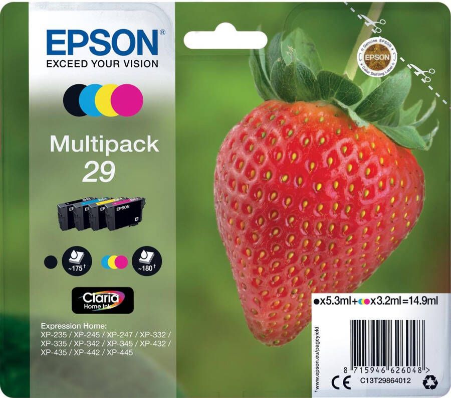 Epson Strawberry Multipack 4-colours 29 Claria Home Ink (C13T29864012)