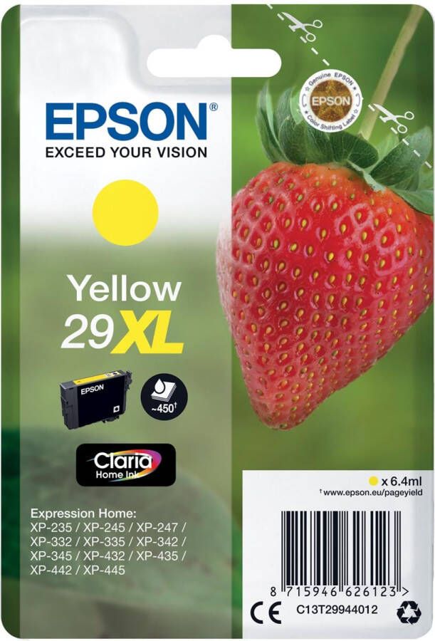 Epson Strawberry Singlepack Yellow 29XL Claria Home Ink (C13T29944012)