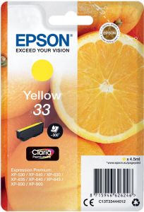 Epson inktcartridge 33 300 pagina&apos s OEM C13T33444012 geel