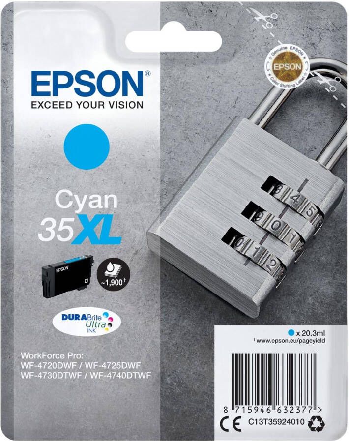 Epson inktcartridge 35XL 20 3 ml OEM C13T35924010 cyaan