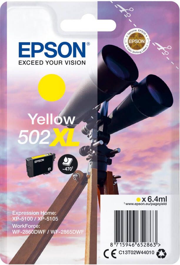 Epson inktcartridge 502XL 470 pagina&apos;s OEM C13T02W44010 geel
