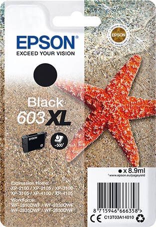 Epson inktcartridge 603XL 500 pagina&apos s OEM C13T03A14020 zwart