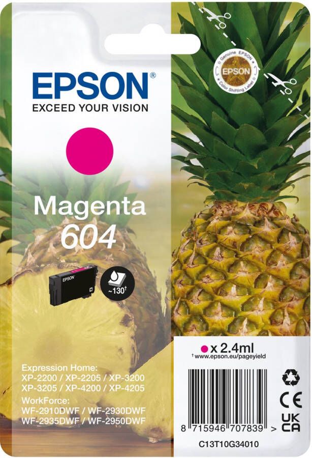 Epson inktcartridge 604 130 pagina&apos;s OEM C13T10G34010 magenta