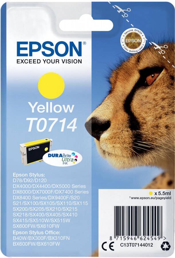 Epson inktcartridge T0714 415 pagina&apos;s OEM C13T07144012 geel