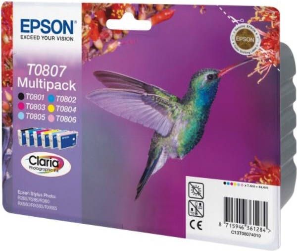 Epson Hummingbird Multipack 6-colours T0807 Claria Photographic Ink (C13T08074011)