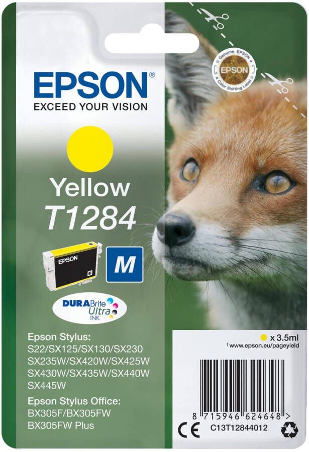 Epson Fox Singlepack Yellow T1284 DURABrite Ultra Ink (C13T12844012)