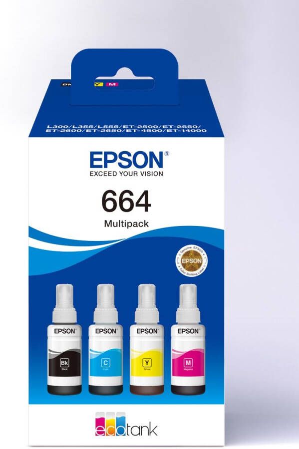 Epson inktfles 664 4.500 7.500 pagina&apos;s OEM C13T664640 4 kleuren