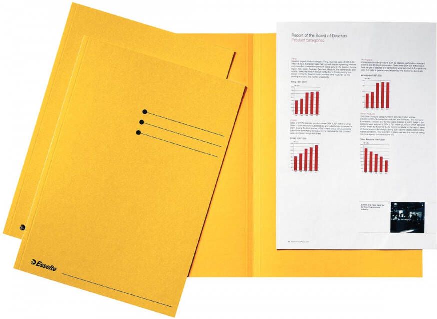 Esselte dossiermap geel karton van 180 g mÃÂ² pak van 100 stuks