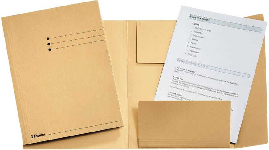 Esselte Dossiermap A4 3 kleppen manilla 275gr beige